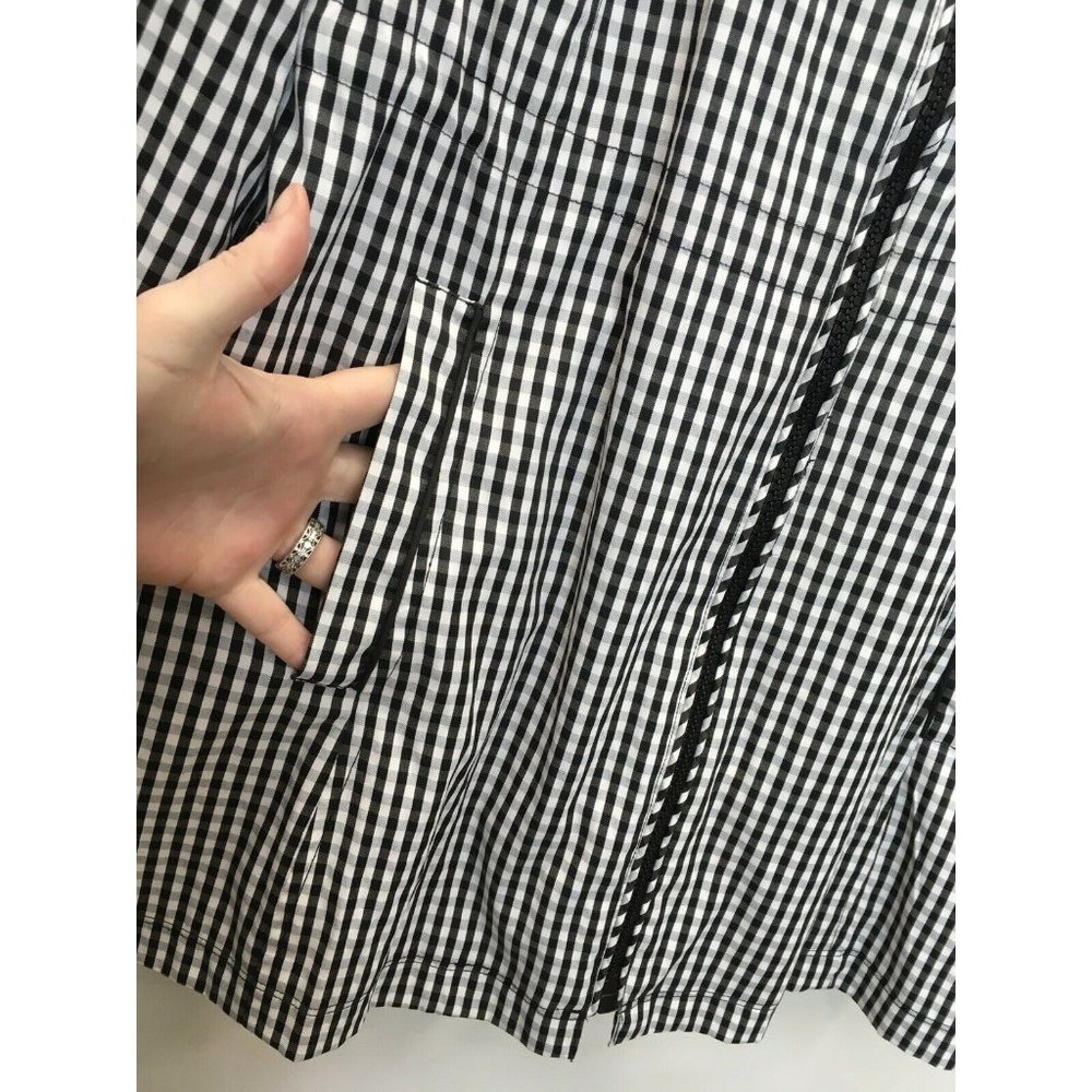 Dennis Basso Water Resistant Gingham Anorak Jacket Embellished Black White - Picture 7 of 11
